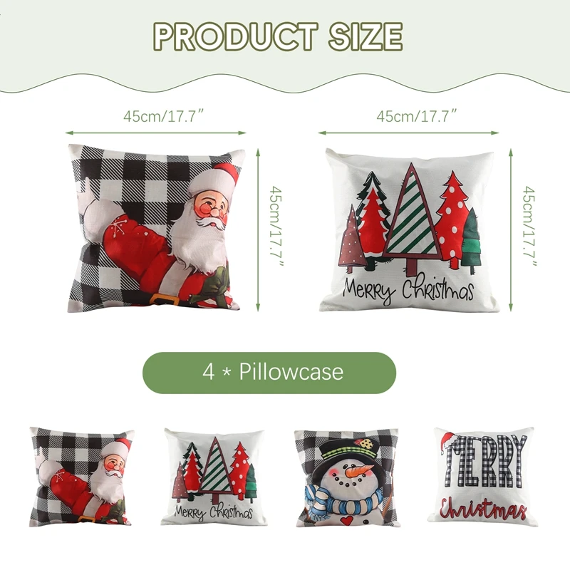 Sarung bantal Natal 18x18 Set 4 dekorasi Natal rumah pertanian bantal sofa manusia salju untuk dekorasi rumah