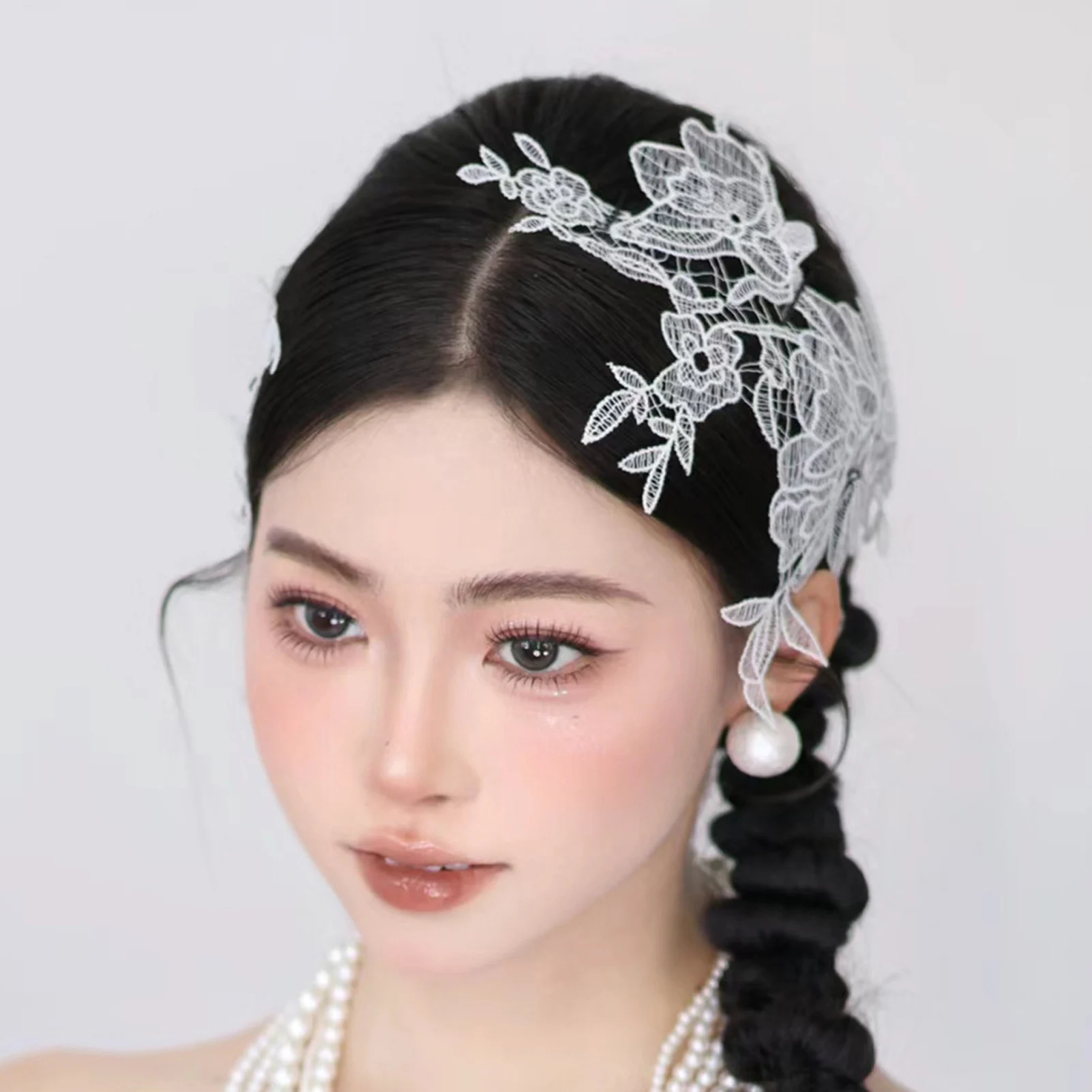 Romantic Floral Lace Wedding Headpiece Stable Grip Wedding Headband Headwear Bridal Headdress Wedding Hair Accessories Gifts