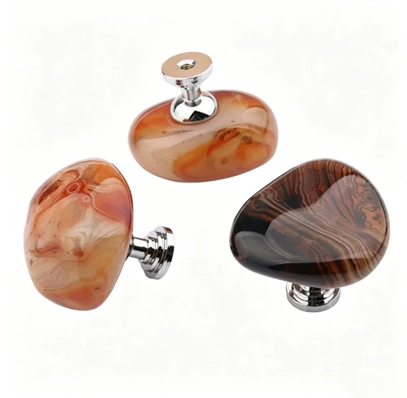 Natural Rough Agate Cabinet Pull Handles Single Hole Drawer Knobs Luxury Furniture Handle For Cupboard Wardrobe Shoe Pulls