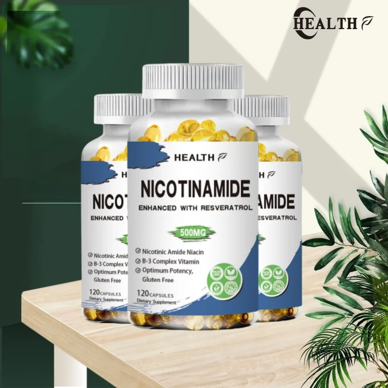 

Nicotinamide with Resveratrol - 120 Veggie Capsules Supplement Pills to Support NAD, Skin Cell Health & Energy