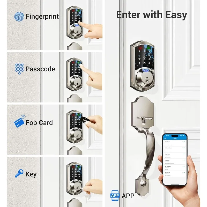 Veise Fingerprint Smart Locksl, Keyless Entry Keypad Deadbolt, Digital Electronic Touchscreen, Easy Install, Auto Lock