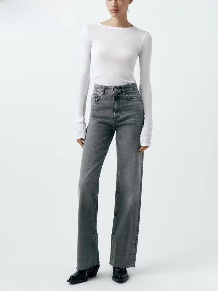 

Summer 2024 Women's High Waist Casual Loose Slimming Wide Leg Jeans New Sle Versatile Boyfriend Sle Denim Pants