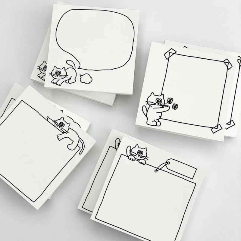 

Kawai Korean Same Ins Style Cat Dialog Box Animal Handbook Decorative Sticky Note Paper Stick Figur Book Office School Supplies
