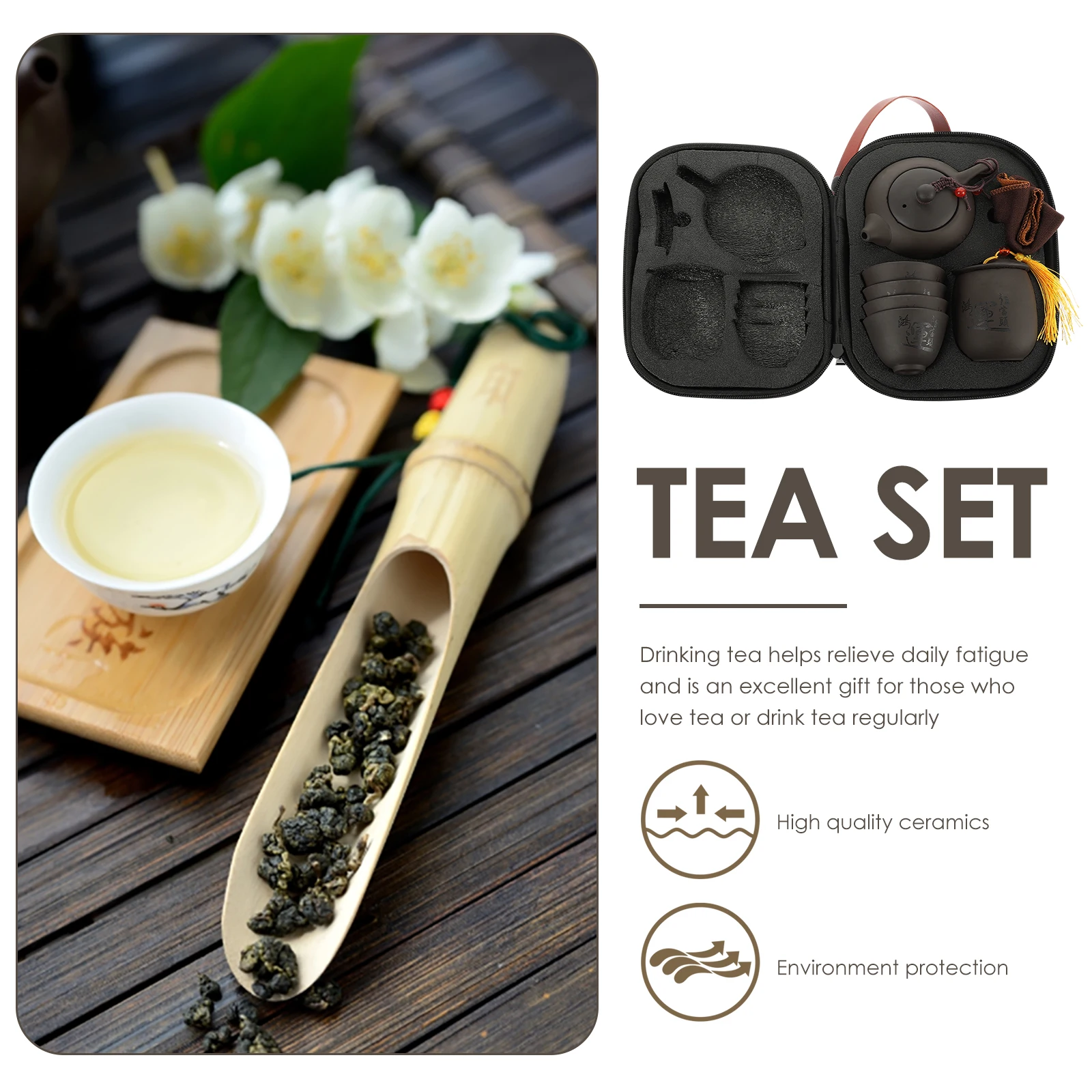 

1 set 1 Set Portable Tea Set Chinese Purple Clay Teapot Cup Travel Kit Non-Slip Tea Supply For Gift Use Kitchen Bar Tool