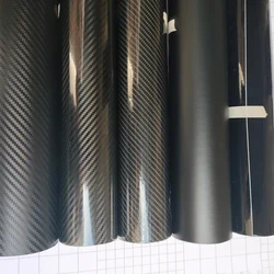 10/20/30/40/50*152cm Black Matte 3D 4D 5D Carbon Fiber Vinyl Car Wraps Auto Satin Film Vehicle Sticker with Different Size/Roll