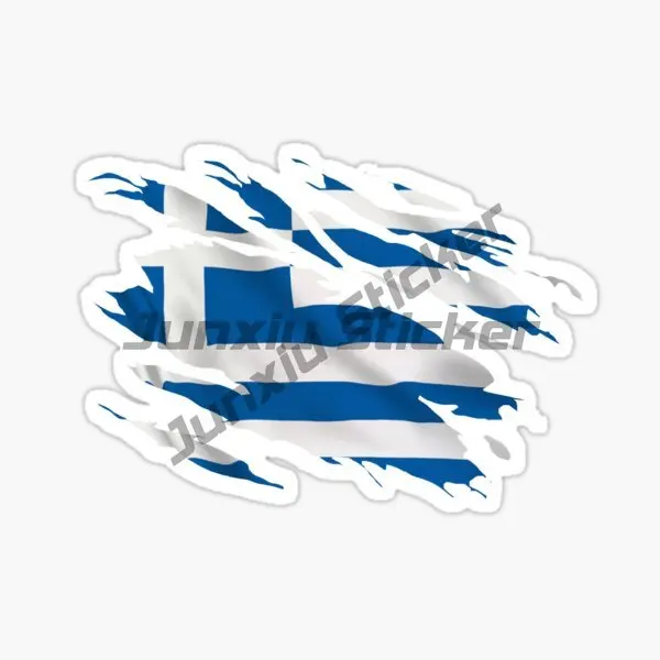 Greece GR Flag Map Emblem Tearing Stickers Laptop Truck Vinyl Wall Bicycle Helmet Car Off-road Motorcycle Boat Decal Assecories