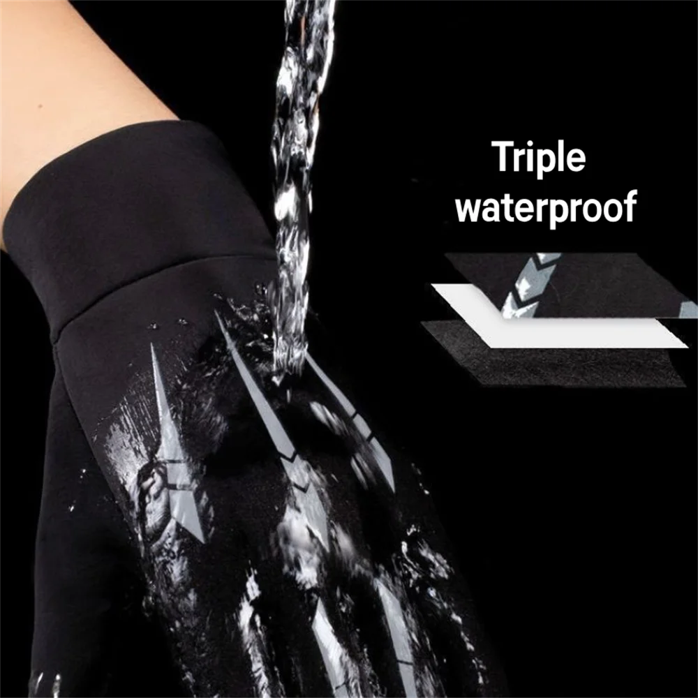 Guantes cálidos a prueba de viento, impermeables, engrosamiento, pantalla táctil, conducción al aire libre, Unisex, estilos de otoño e invierno,