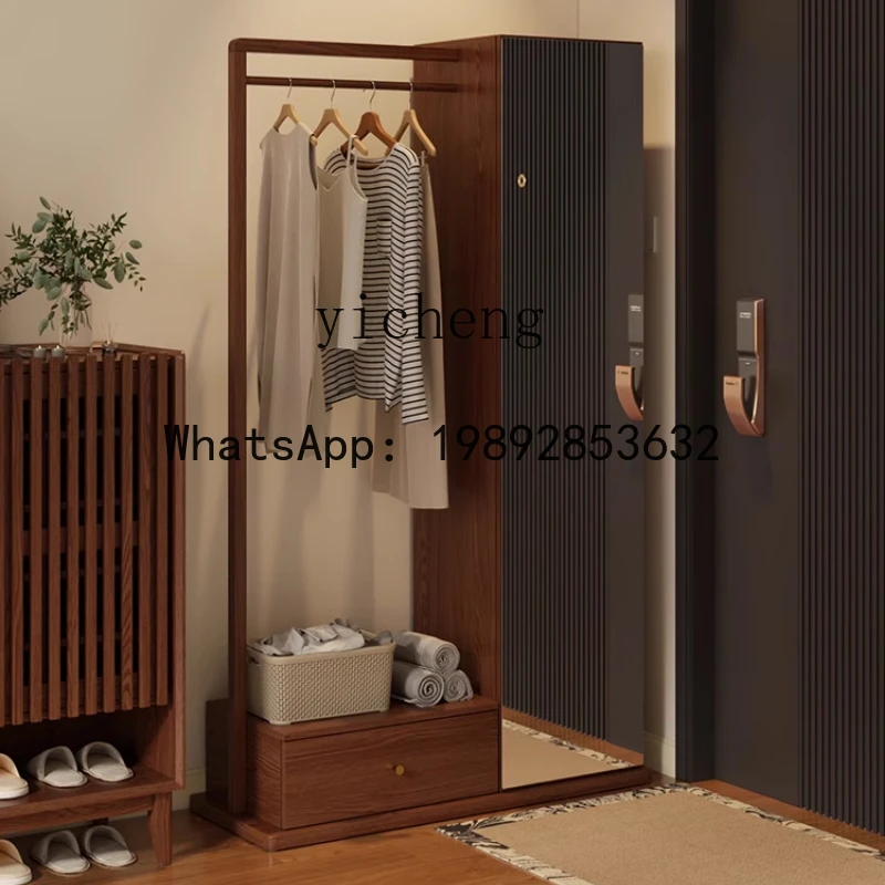 ABC  solid wood shoe cabinet, coat rack integrated household entrance  storage storage rack