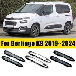 Maniglia per porta per Citroen Berlingo K9 Peugeot Partner Vauxhall Combo 2019 ~ 2024 Accessori auto cromati in fibra di carbonio antigraffio