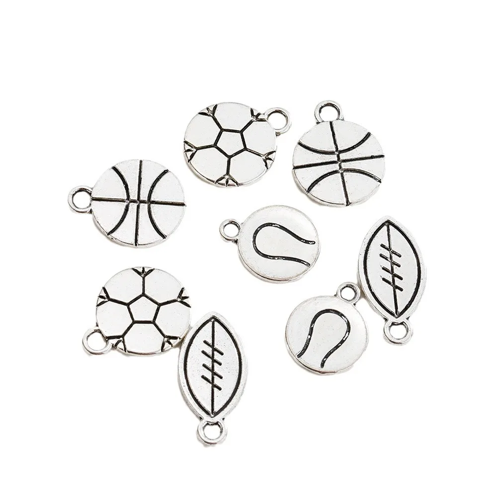 Basketball and football jewelry pendants, alloy rugby antique silver DIY jewelry accessories