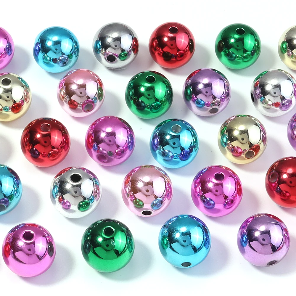 500 جرام/وحدة سلسلة ألوان عيد الميلاد خرز أكريليك لون معدني خرز فضفاض مستدير لصنع المجوهرات هدايا مجوهرات عيد الميلاد ذاتية الصنع #3