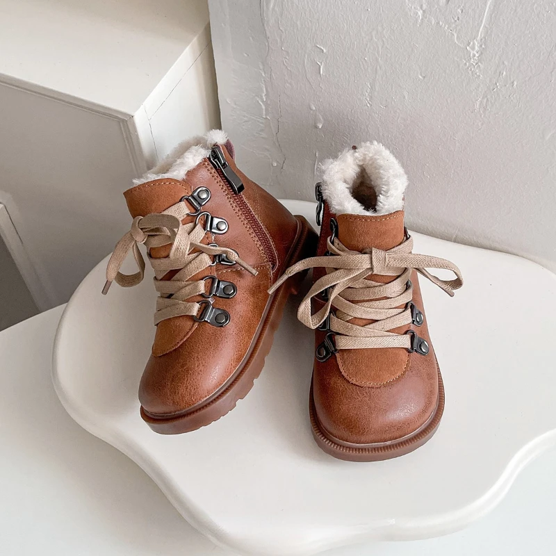 Kids Boots 2023 Winter Toddler Girls Fashion Chelsea Princess Short Boots Children Boys Oxford Brand Warm Fur Soft Sole Shoes