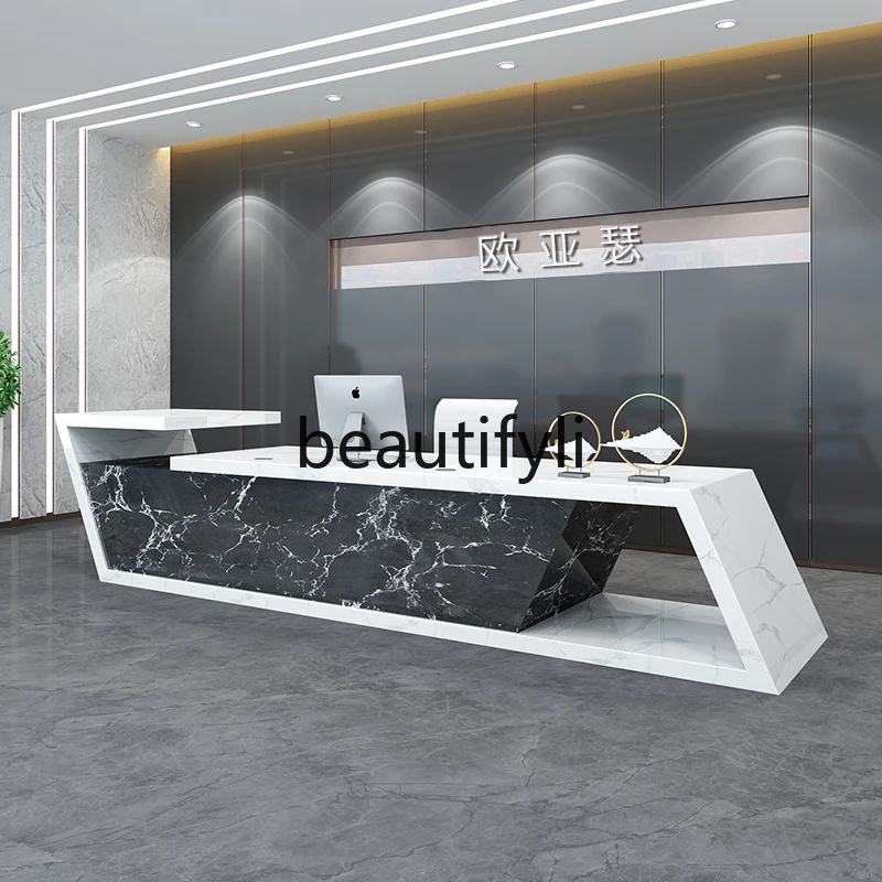 

Imitation marble paint company front desk reception hotel beauty salon cashier bar desk consultation welcome desk