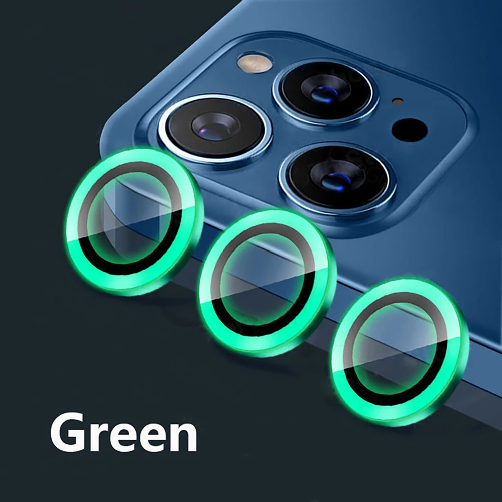 

3Pcs Luminous Camera Protector For iPhone 17 16 11 12 13 14 15 Pro Max 15 Plus 12 13 Mini 17 Air 16 Lens Ring Glass Glowing Cap