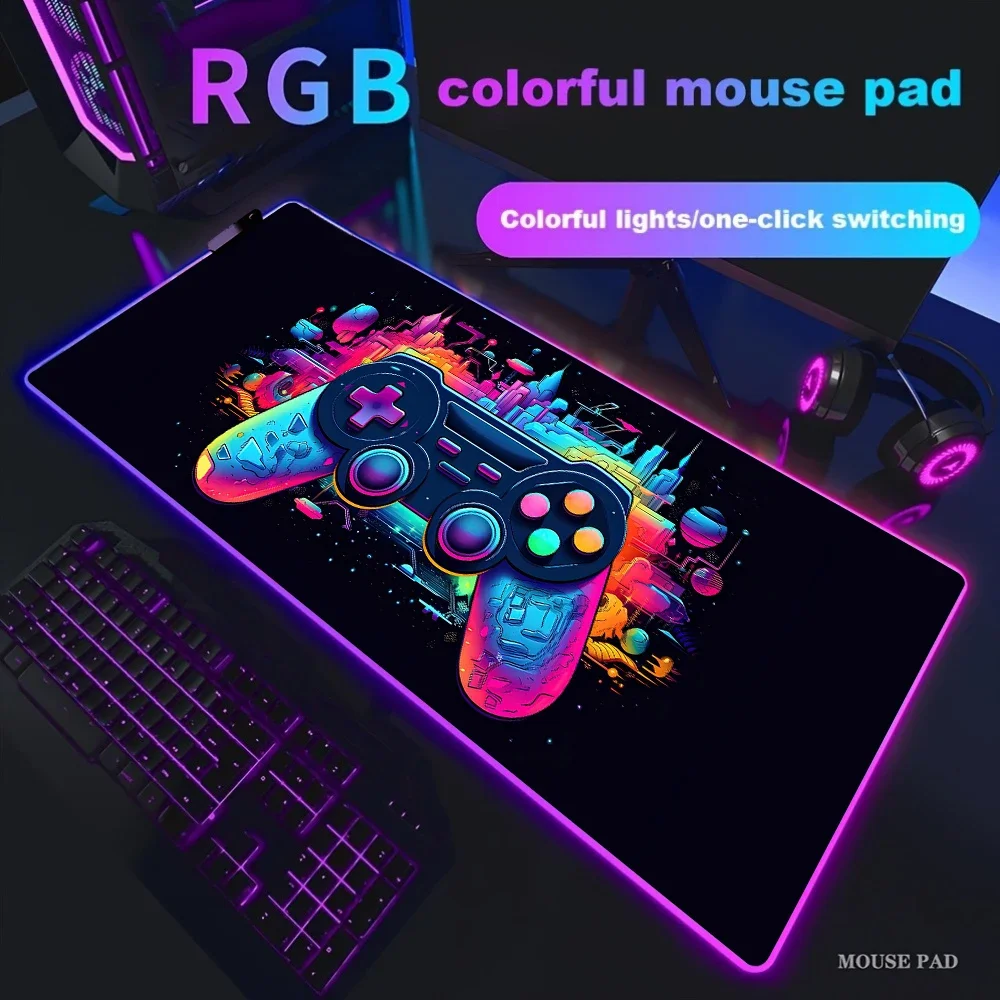 Gamepad RGB LED Mouse Pad Gamer Backlight Luminous Gamers Non-Slip Rubber Keyboard Pads XXL E-sports Office Desk Mat Large Rug