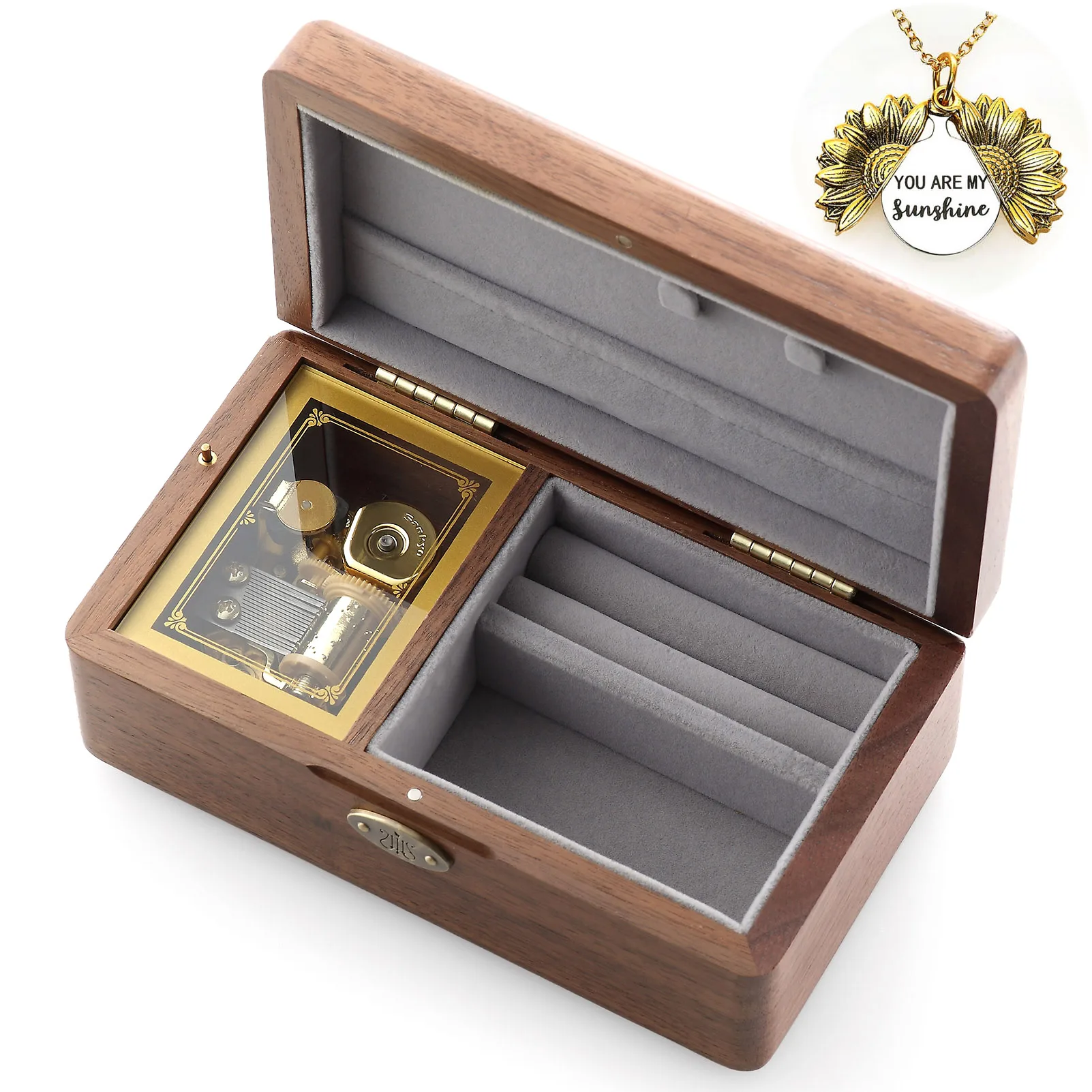 ♫My heart will go on♫  walnut Wooden  jewelry box For wife, mother, Christmas, holiday gifts