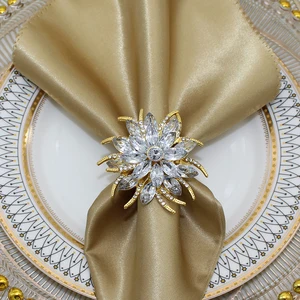 حامل خواتم منديل اللوتس ، زهرة حجر الراين ، أبازيم لحفل الزفاف ، عيد الشكر ، زينة عطلة عيد الميلاد ، HWC93 ، 6 قطع أفضل 10 مبيعات حامل منديل عيد الميلاد - No9