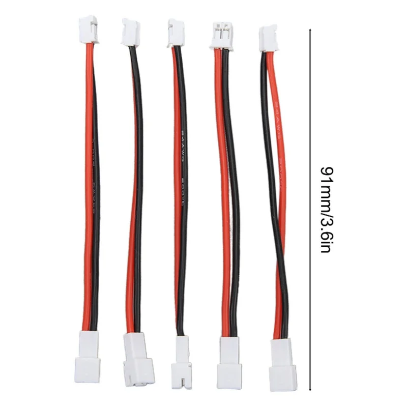 5개 PH2.0 2P 수컷에서 PH2.0 2P 암컷 케이블로 변환, PH2.0 2P 배터리 어댑터 케이블, Axial SCX24 1/24 RC 크롤러용 3.6인치