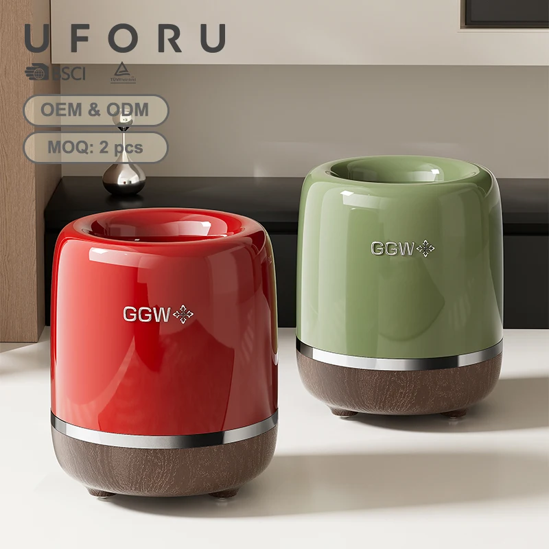 

Uforu Creative Eco-Friendly Wood Plastic Composite Trash Can Multi-Scene Waste Bin with Universal Wheels for Living Room Bedroom