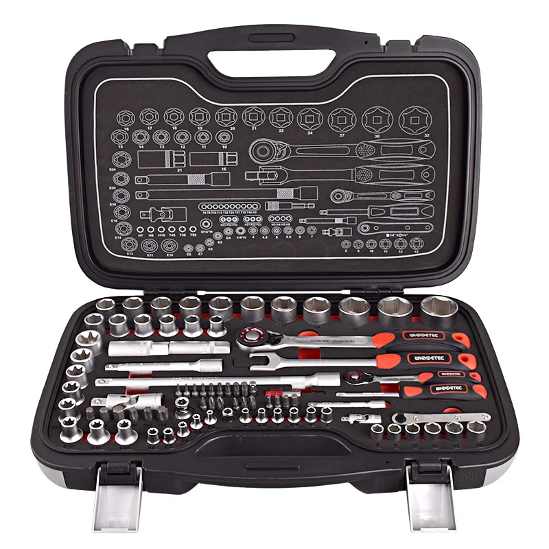 83pcs Professional car repair multifunctional ratchet wrench 1/4