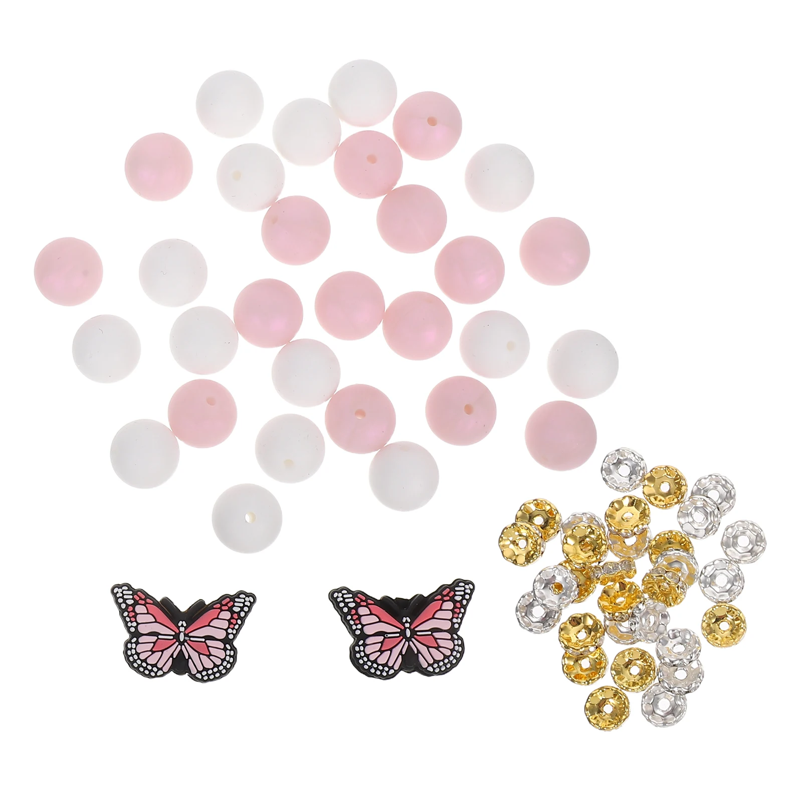 

Beaded Set Kits Silicone Keychain Making Wristlet Bracelet Butterfly Beads Craft