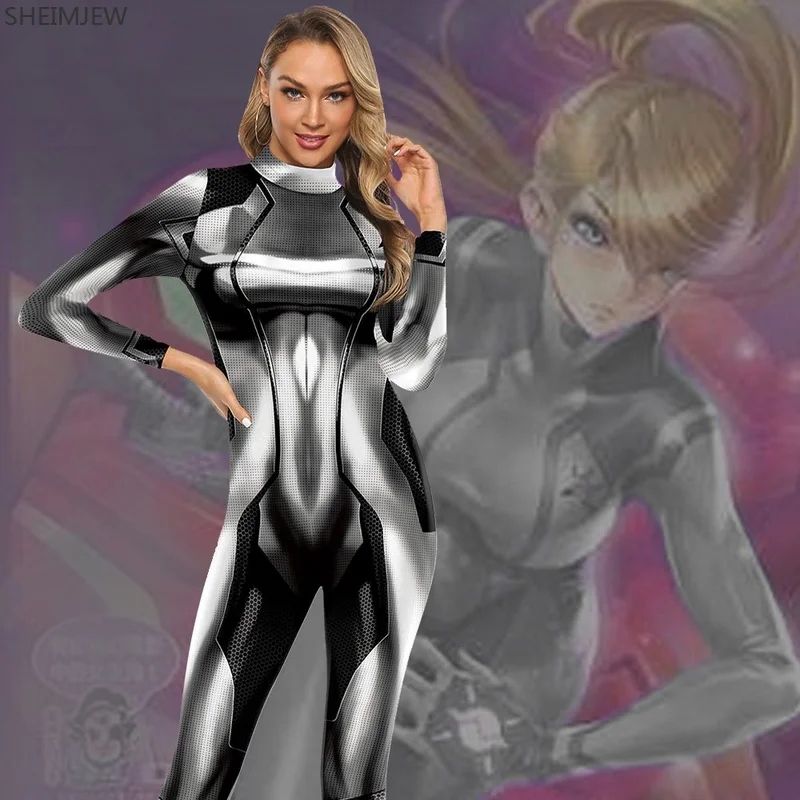 Costume de cosplay Samus ontaripour femme, Catsuit Zentai IQUE dex, Metroid, Samus Aran Game, Power Imbibed, Mode féminine