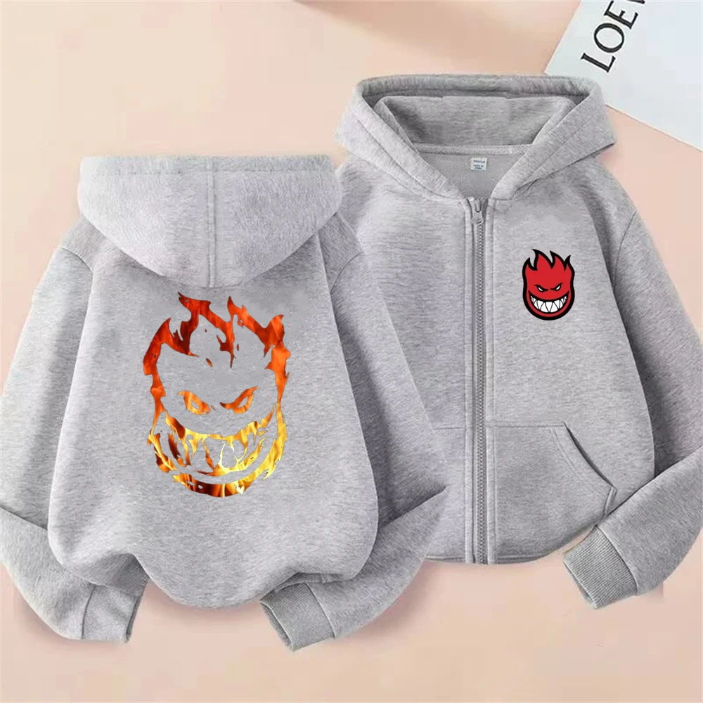 Boys Zipper style Hoodie Children Sweatshirt Suitable age 3-12 Girls coat Ripper Spitfire Zombie Wheels Children Clothing tops