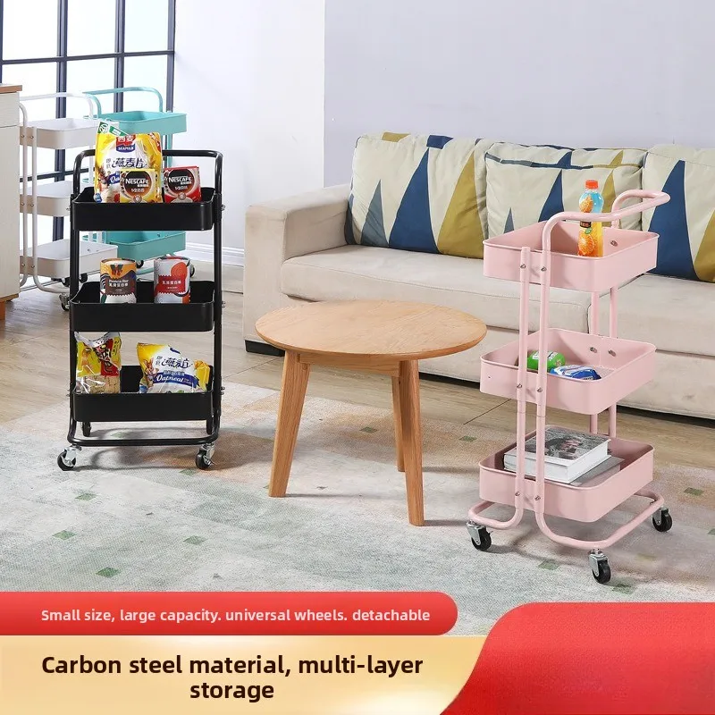 Factory Direct All Iron Mobile Beauty Cart Multi Layer Storage Rack Bathroom Tea Trolley Trolley Cart Rolling Cart Storage Cart