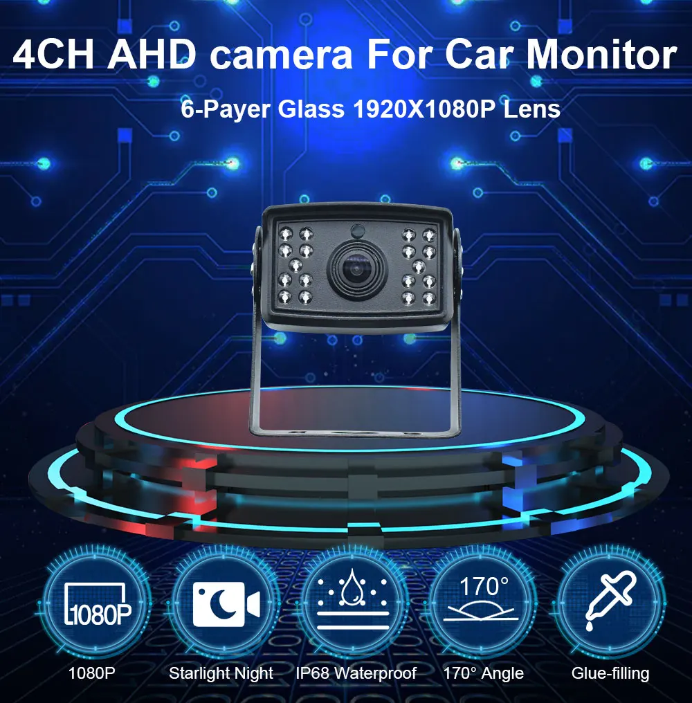 18LED IR Night Vision AHD 1920*1080P 170° Car Rear View Camera For Bus Truck Trailer Pickups Car Monitor