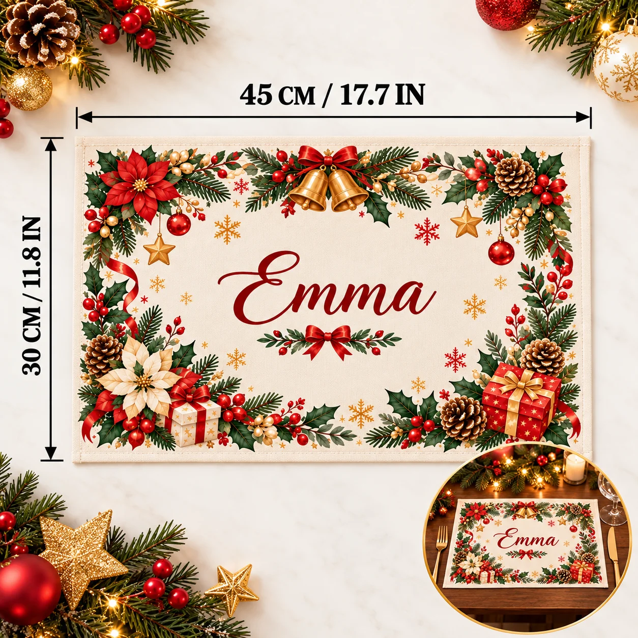 Custom Placemat Peach Skin Polyester Fabric Personalized Placemat for Dining Table Kitchen Home Restaurant Wedding Party Decor