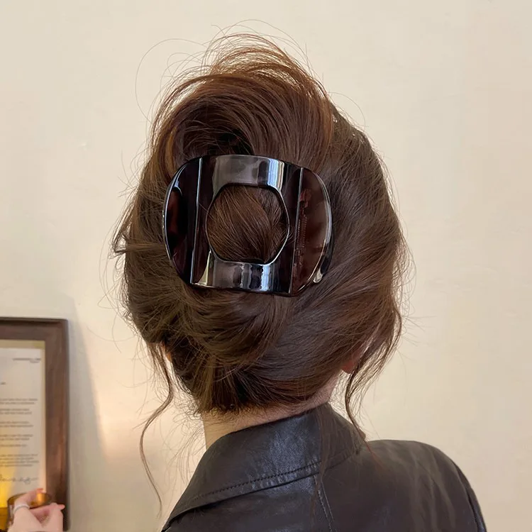 Neue flache Haarspangen: Koreanische Haaraccessoires aus Acetat für Damen – Löffel-Krabben-Haarspange, Leoparden-Haarspange, schlichte Kopfbedeckung – Detail 9