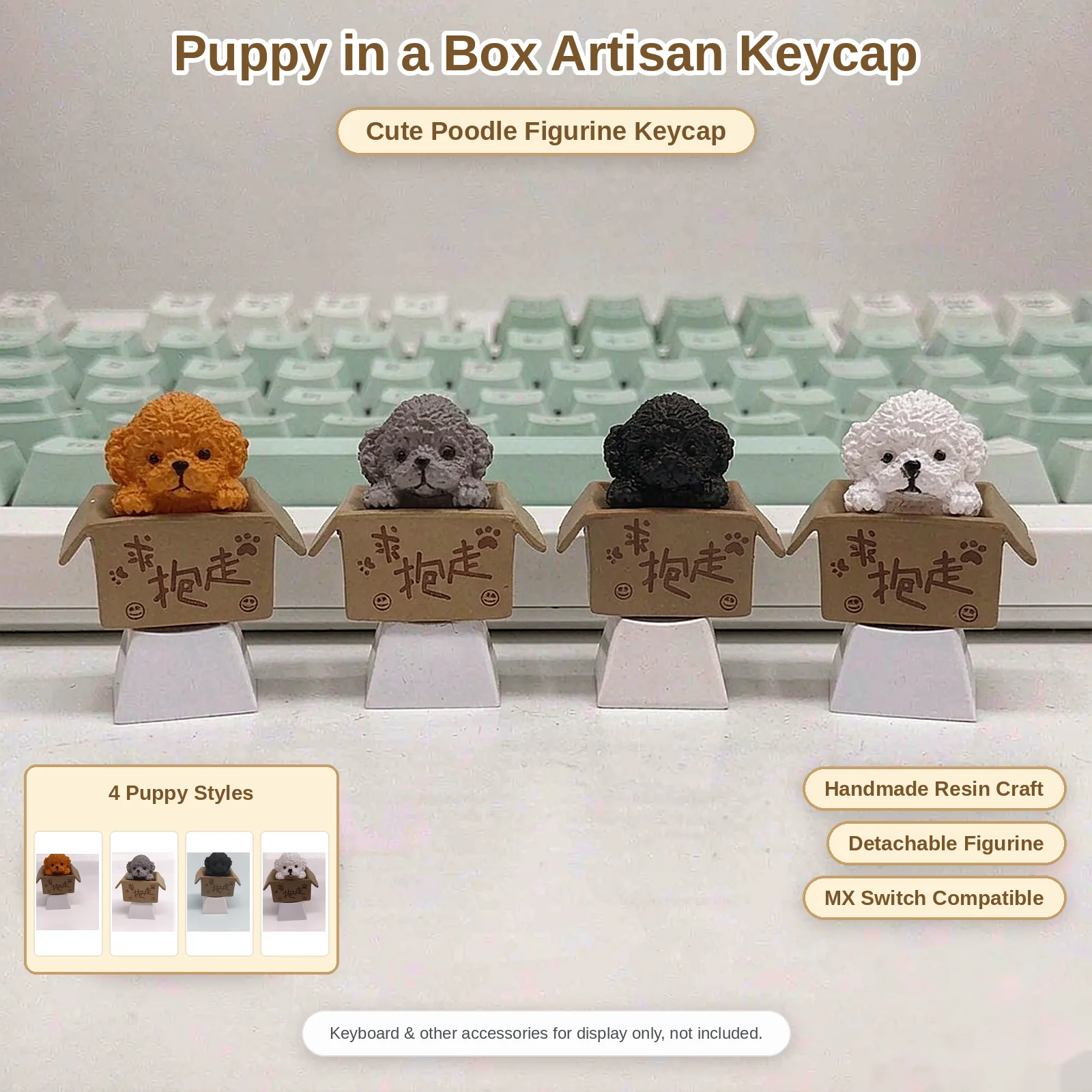 Hug Dog Keycap, Cute Cartoon Animal Key Cap for MX Switch Gaming Keyboard Decoration