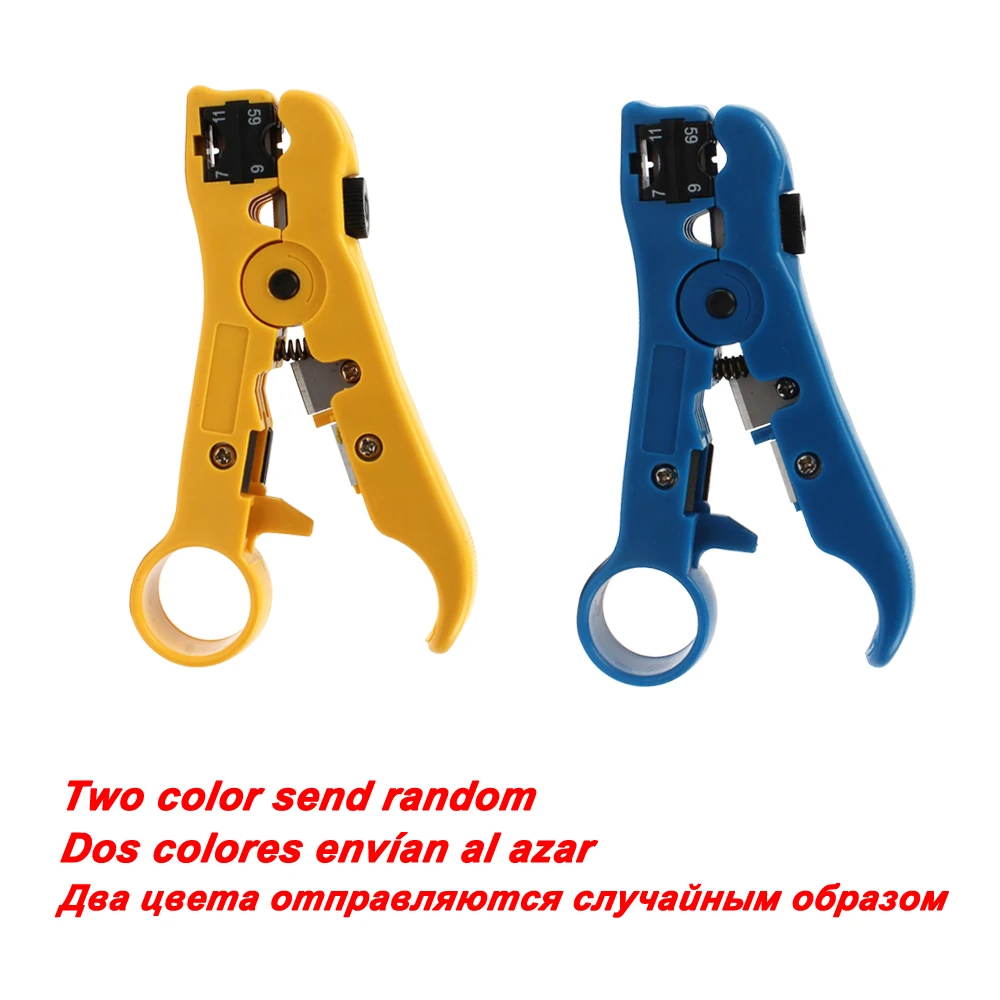 New Multitool Wire Stripping Squeezing Pliers Coaxial Cable Cold Press Clamp RG59 RG6 Cable TV Crimping Tool Set with 20 F Heads