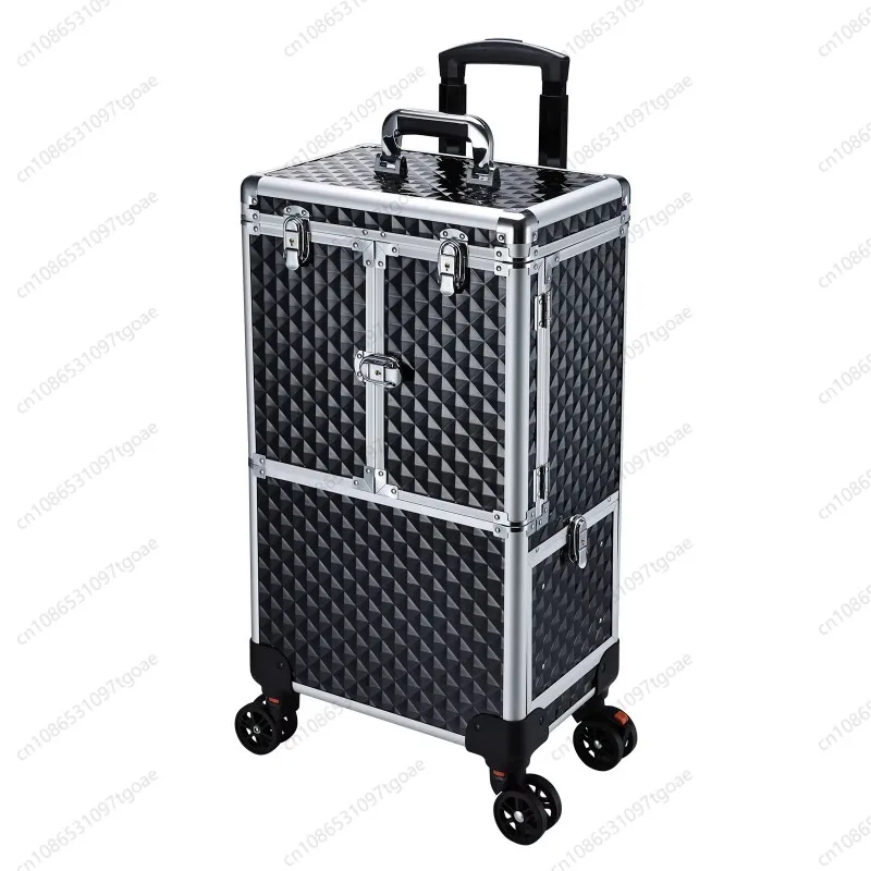 Professional Hairdresser Multifunctional Vanity Case Portable Large Capacity Trolley Case with Drawer & Extensible Tray