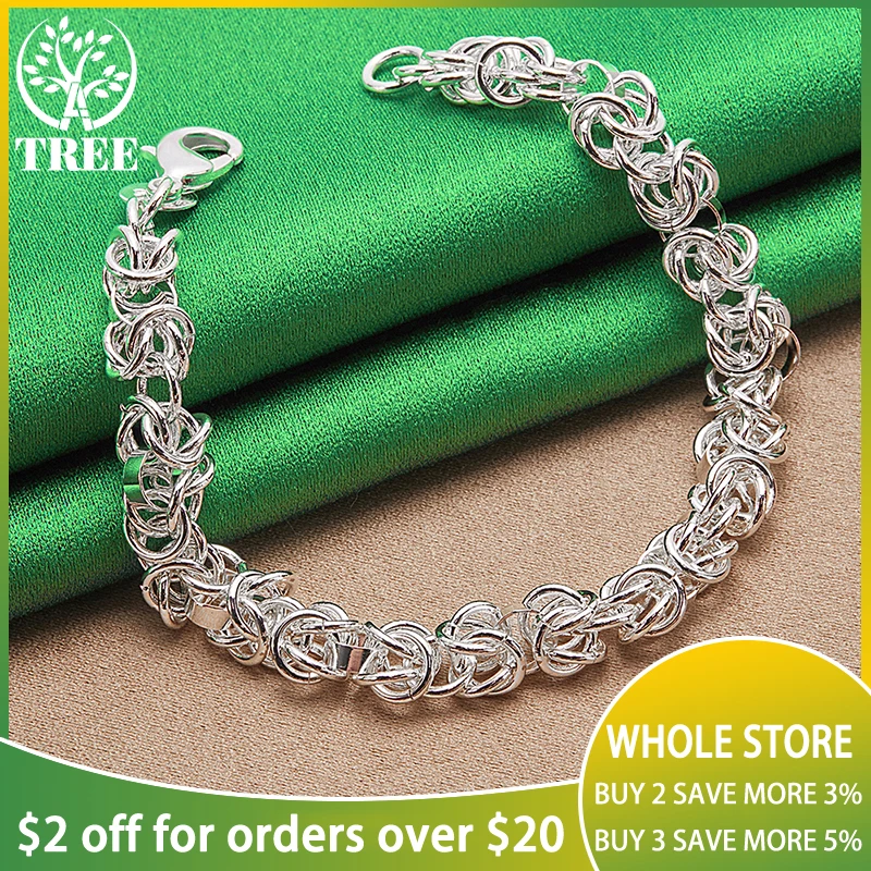 

925 Sterling Silver 20cm Round Chain Multi Circle Bracelet For Men Fashion Wedding Engagement Party Birthday Charm Jewelry