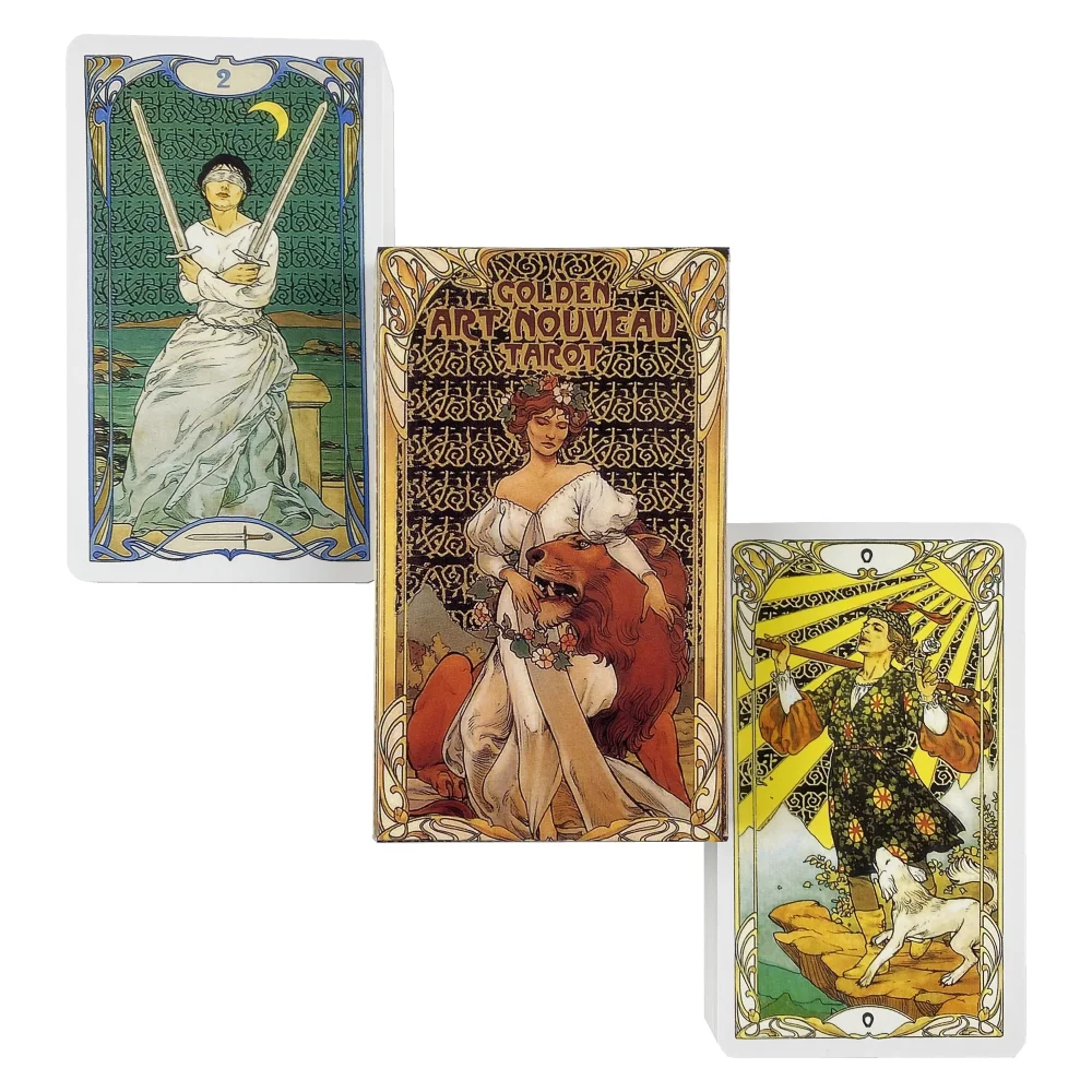 Golden Art Nouveau Tarot Cards Board Game English Divination ViceVersa Wizards Tarot  Holiday Family Gift Party Playing  Deck