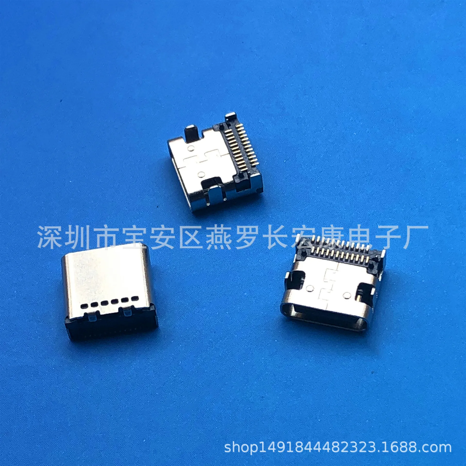 For SMD TYPE-C female seat 24P double row SMT four-pin plug board DIP six holes, with column