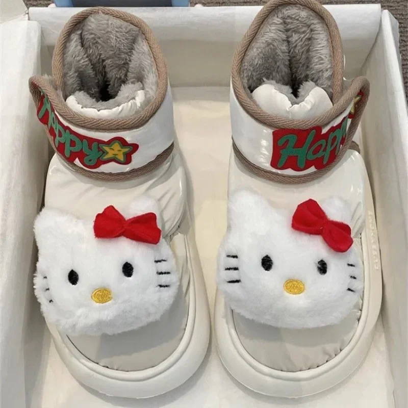 

Sweet Hello Kitty Anime Kawaii Ins MINISO Warm Shoes Cute Cartoon Kt Cat Cotton Padded Shoes Thickened Boots Gifts for Toys