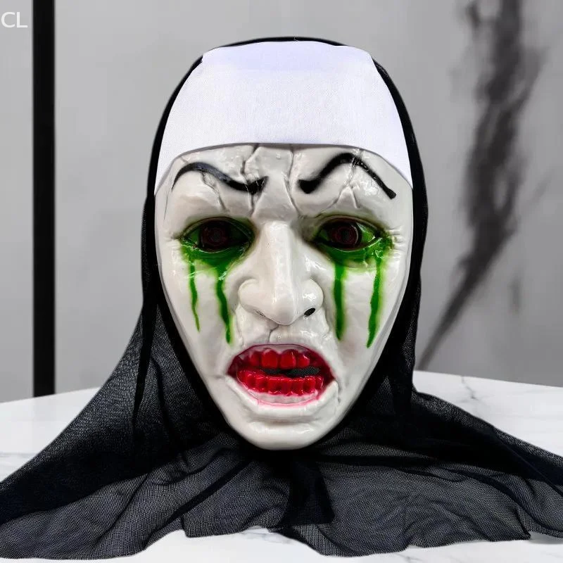 หน้ากากแม่ชีทำจากยางสังเคราะห์สไตล์สตรีทสำหรับงานฮาโลวีนธีมสยองขวัญ