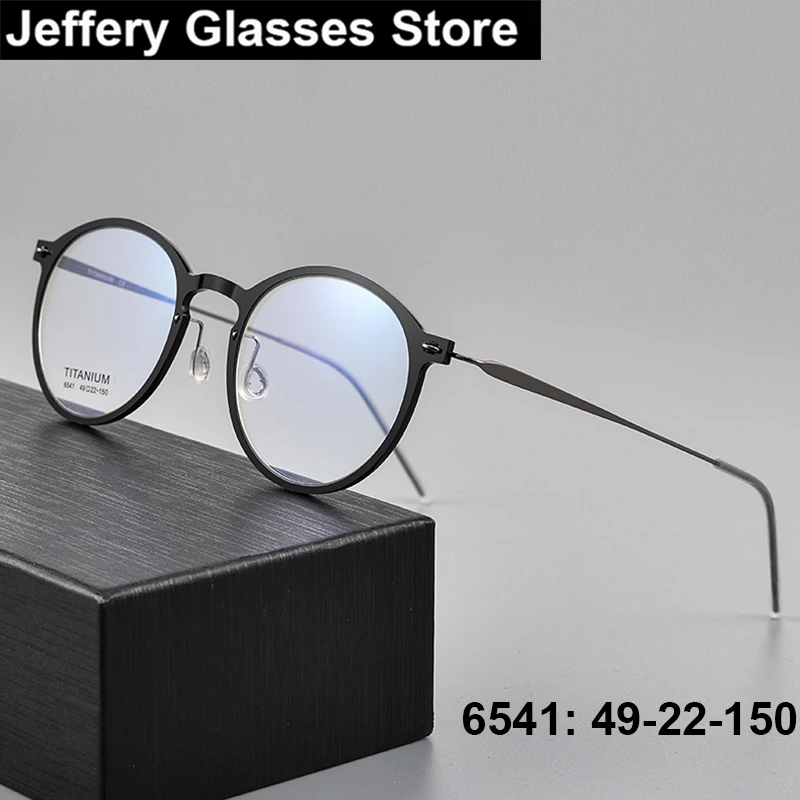 

Denmark Screwless 6541 Oval Glasses Frame Fashion Men Women Ultralight 4g Titanium Acetate Eyeglasses Korea Simple Spectacle New