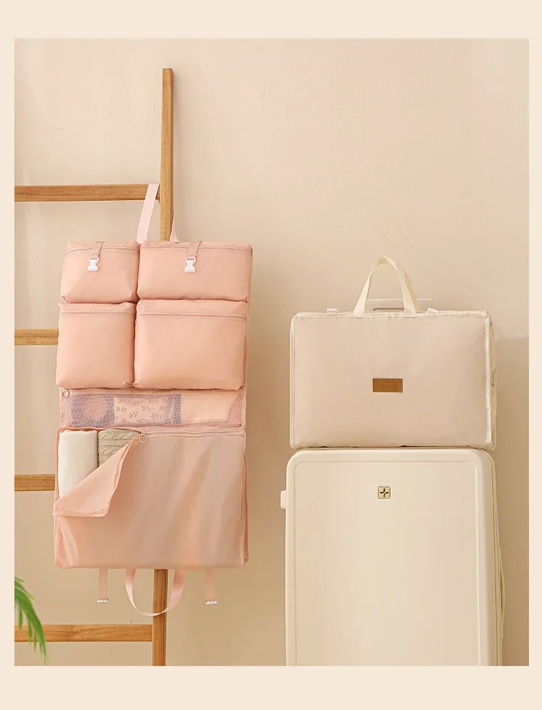 Reise-Hängeaufbewahrungstasche Tragbarer Faltbarer Mehrfach-Organizer für Kleidung und Accessoires – Detail 15