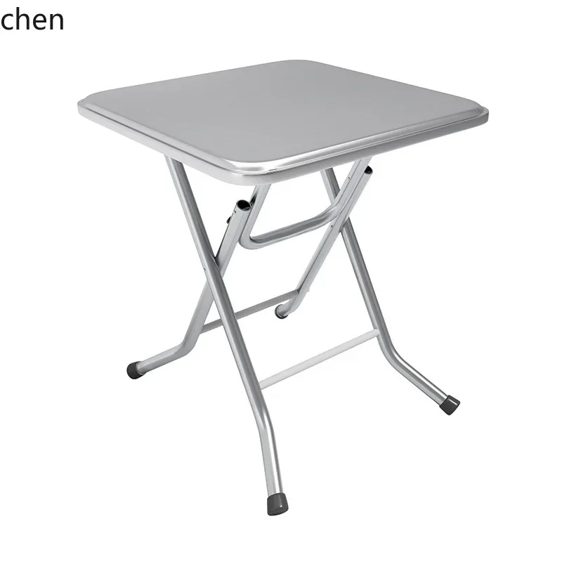 Industrial Style Stainless Steel Dining Table Simple Snack BBQ Restaurant Outdoor Folding Dining Table and Chairs