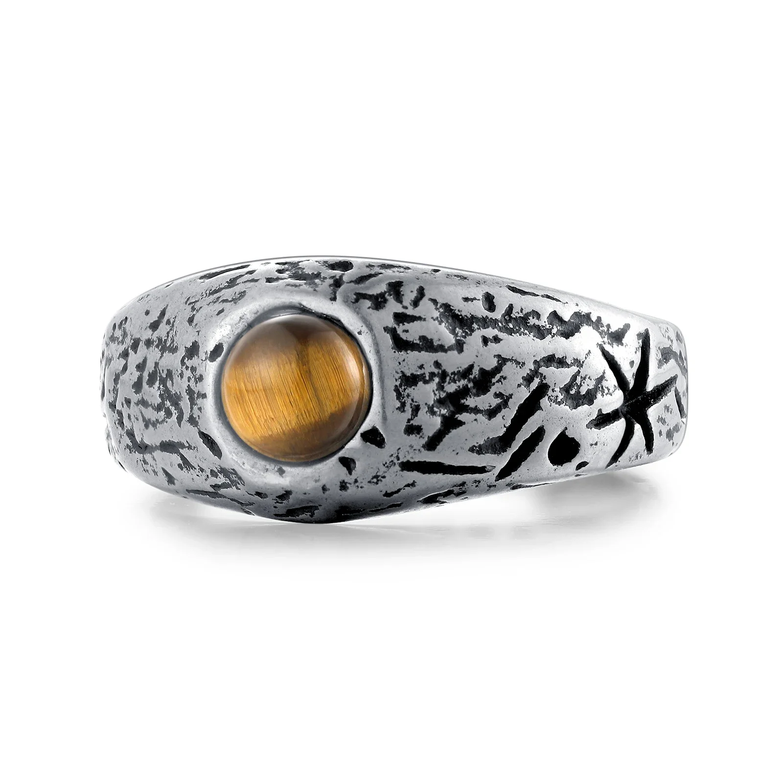 

Fashion Retro Vintage Man Boy Oval Tiger Eye Brown Stones Ring in 316L Stainless Steel Jewelry Mens Accessories Anel Aneis