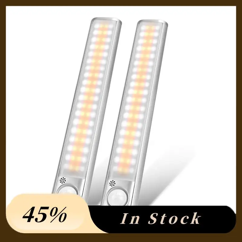 

A60Z Top Cabinet Light, 2PCS LED Motion Sensor 16 Inch USB Rechargeable 80 LED Night Light For Kitchen, Wardrobe, Garage,Bedroom