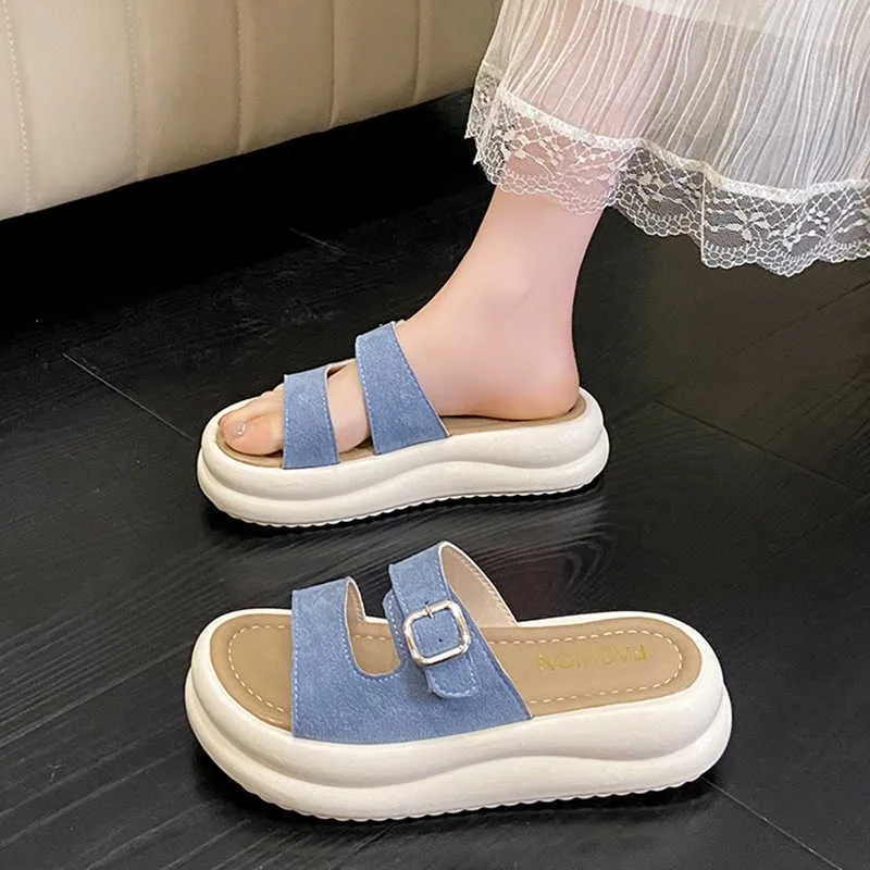 

Женские сандалии на толстой подошве для невысоких, новая летняя модная обувь для улицы, шлепанцы на платформе, пляжные повседневные туфли из ЭВА