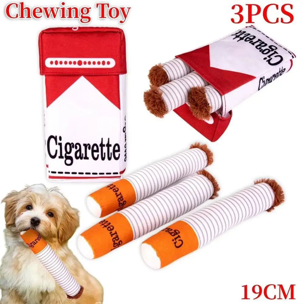 Creative Cigarette Interactive Giggles Dog Toy Funny Dog Chew Toy With Squeaking Sound Interactive Toy With Cigaret Box Pet Gift