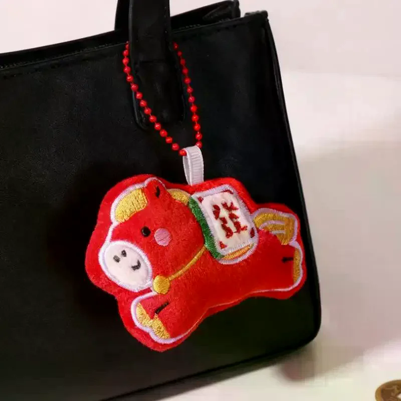 1Pair Cute Cartoon Pony Plush Pendant Keychain Kawaii Horse Year Mascot Pendant Stuffed Doll Toys Backpack Decoration Gifts