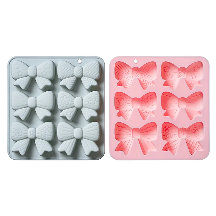 6-hole Different Bow-shaped Silicone Mold Handmade Soapstone Plaster Resin Molds Fondant Cake Chocolate Mould Baking Accessories
