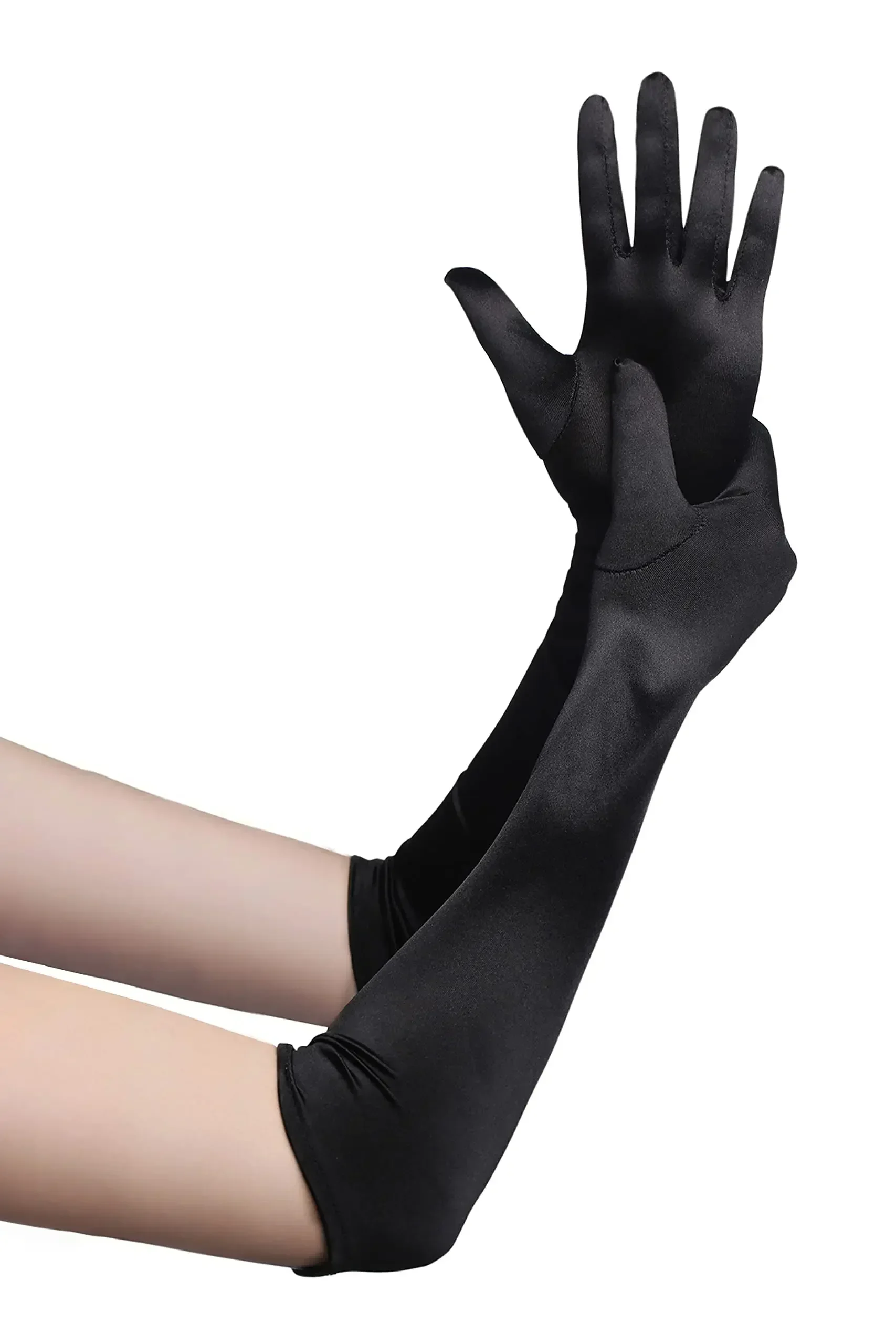 Long Opera Party  Satin Gloves Stretchy Adult Size Elbow Length