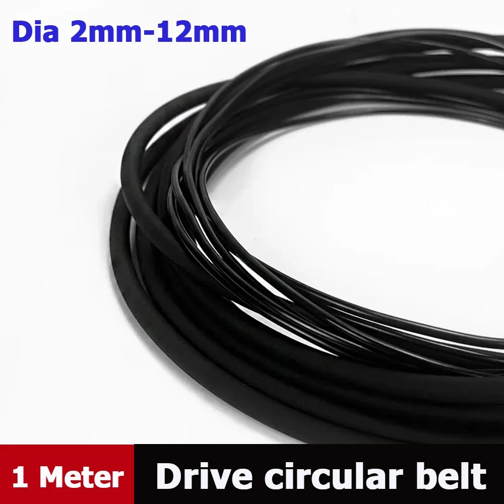 1 Meter Black ESD Smooth Side/Rough Side PU Drive Belt Round Polyurethane Drive Belt Meltable Cord Dia 2 2.5 3 3.5 4 5 6-12mm